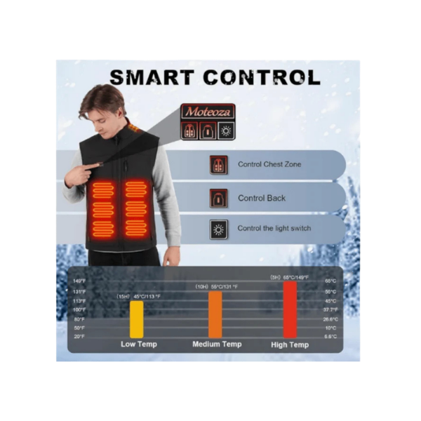 Moteoza Men's Heated Vest – Large, Dual Zone Carbon Fiber Warmth