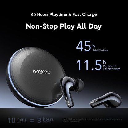 Oraimo SpaceBuds 2 Bluetooth 6.0 AI Translation Earbuds with 52dB ANC