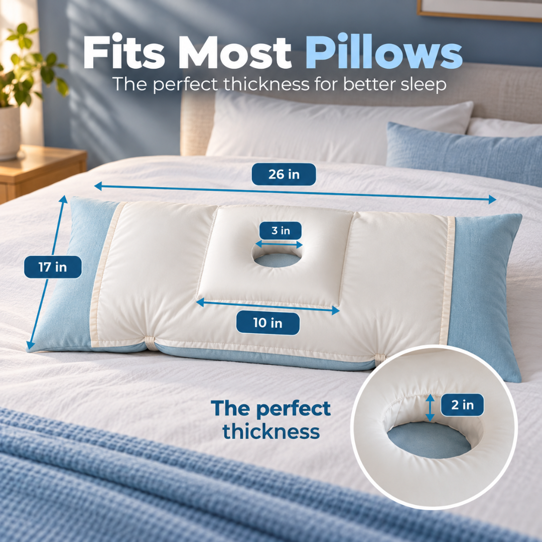 Whole Nights Ear Relief Pillow for Side Sleepers – Piercing Hole Cushion, White