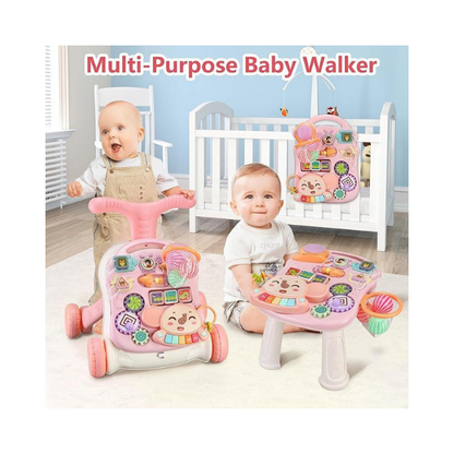 HAWEEK Baby Push Walker 3-in-1, Sit-to-Stand Activity Center with Music