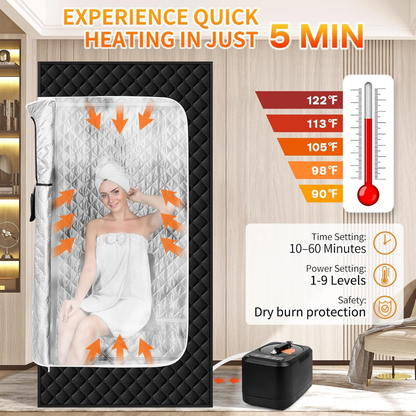 Aquairend Portable Steam Sauna Box 1200W with 3L Steamer & Remote