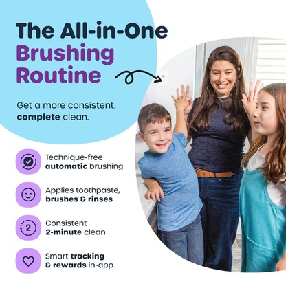 Willo AutoFlo Kids U-Shaped Electric Toothbrush, Large, Ages 12+, Mint