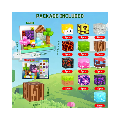 OUGUI 60-Piece Magnetic Blocks Toy Set for Kids Ages 4-8 STEM Learning Fun