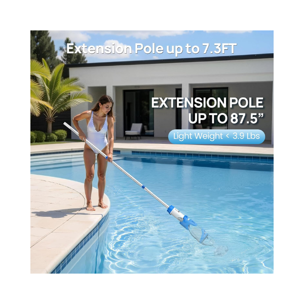 Consciot Cordless 1320 GPH Pool Vacuum Cleaner 22 GPM Rechargeable Handheld 22PC Pool Cleaner with 7.3FT Telescopic Pole, 2L Debris Capacity & 60-Min Runtime