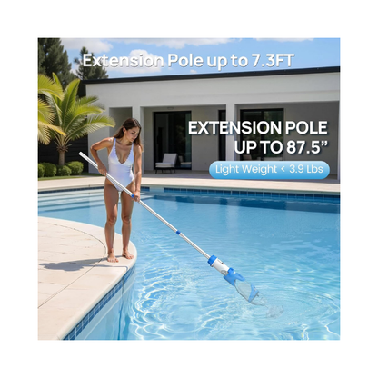 Consciot Cordless 1320 GPH Pool Vacuum Cleaner 22 GPM Rechargeable Handheld 22PC Pool Cleaner with 7.3FT Telescopic Pole, 2L Debris Capacity & 60-Min Runtime