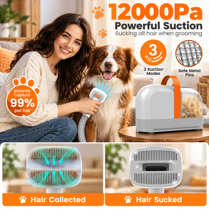 Kavano PG10 Dog Grooming Vacuum Kit with 12000Pa Suction and Clippers