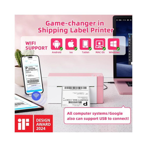 Omezizy WiFi Shipping Label Printer 4x6 – 300DPI Wireless Thermal Printer