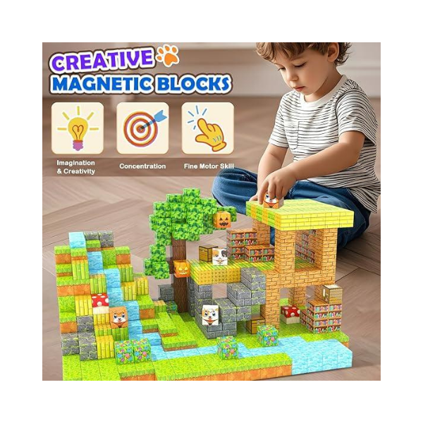 Magnetic Blocks 1" Building Set - STEM Sensory Toy for Kids | 90 Pcs