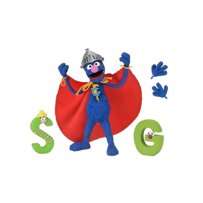 NECA Sesame Street Super Grover Volume 4 Ultimate Action Figure Featuring the Letters S and G