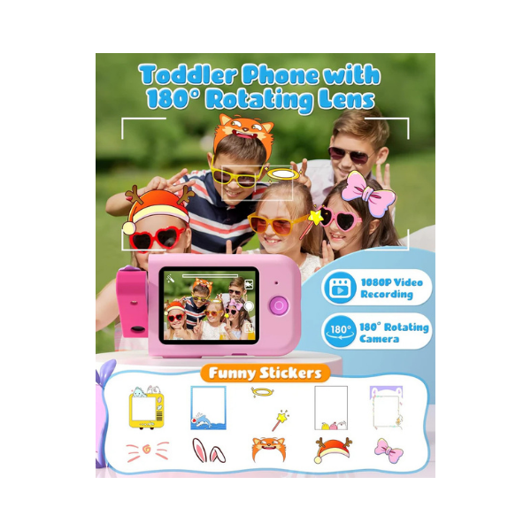 Kids Smart Phone Toy with Touchscreen & Camera, Pink – DARME