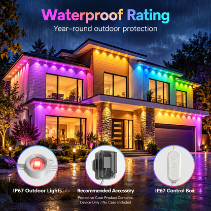Ollny Permanent Outdoor Lights 100FT 60LED RGBW Smart App Control IP67 Holiday Lights