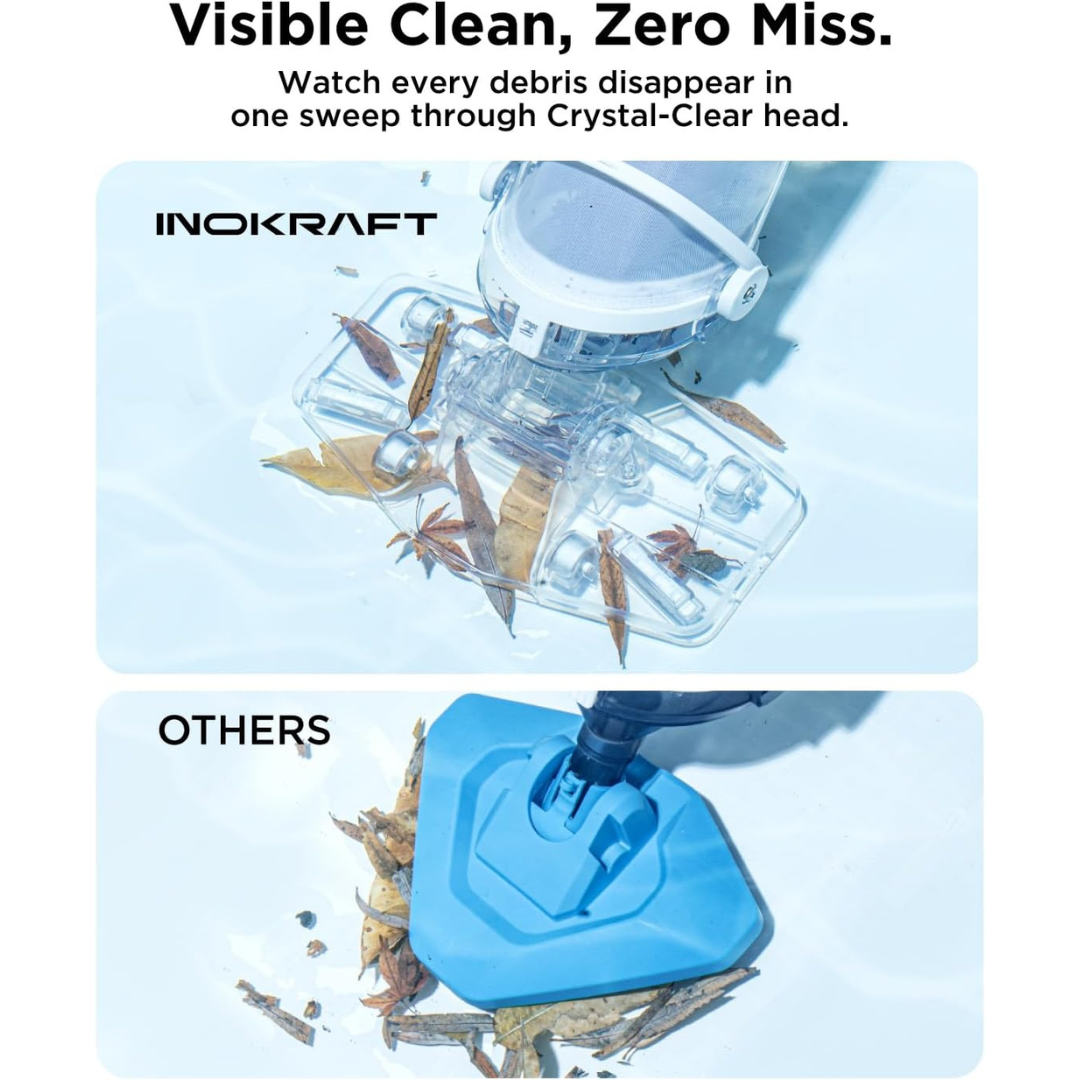 InoKraft K1.5 Pro Cordless Pool Vacuum – Gray, 18.5 GPM, 59-Inch Pole