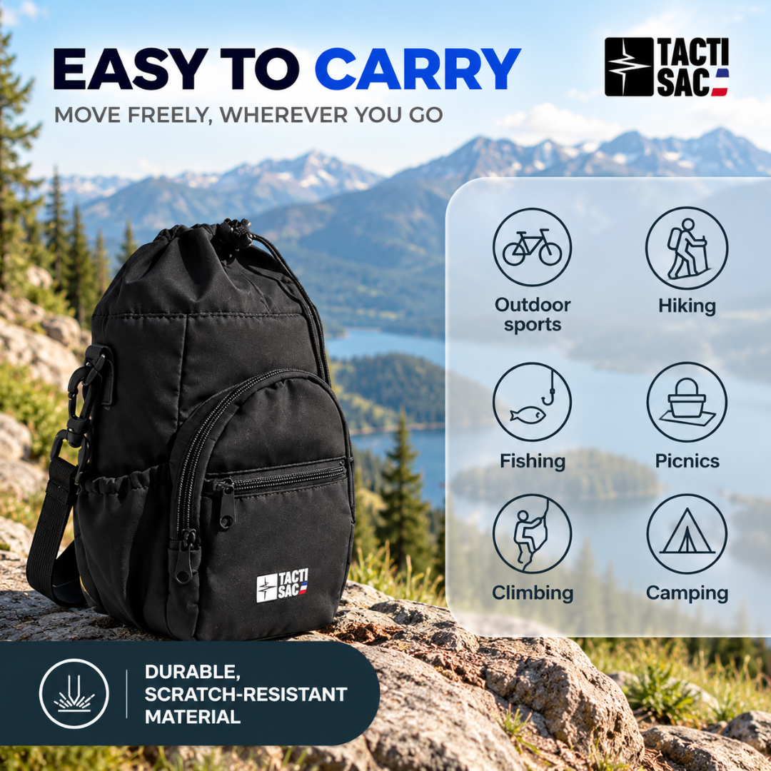 Tacti Sac Insulated Water Bottle Carrier with Collapsible Bottle & Crossbody Strap – Black
