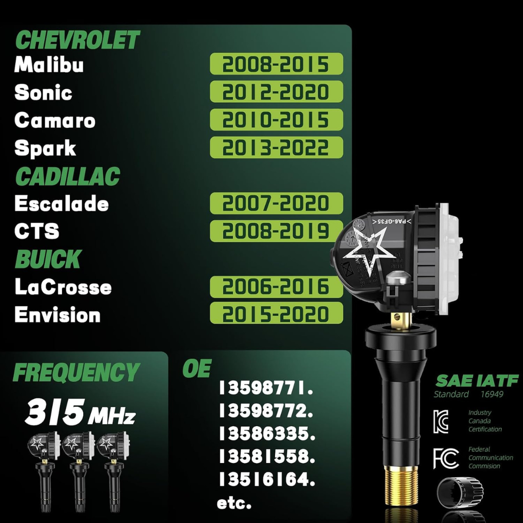 DMYQWL Preprogrammed GM 315MHz TPMS Sensors – Four-Piece Set