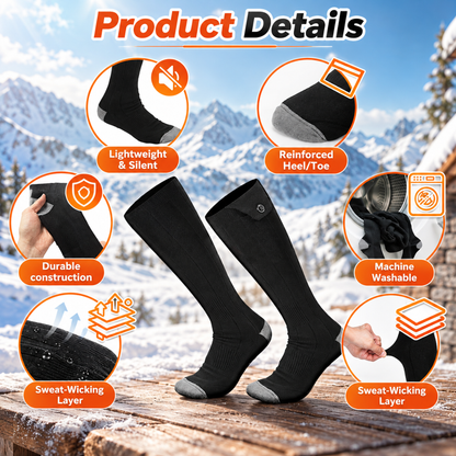 Gilyooheat Rechargeable Heated Socks for Men & Women – 4000mAh, Black