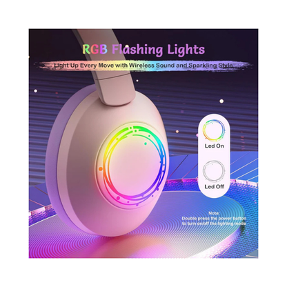 TONOSHARK Kids Noise Cancelling Headphones RGB LED 60H Bluetooth Pink