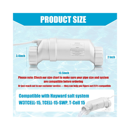 T-15 Salt Cell – Compatible with Hayward T-15-SWP Salt Cell, Replacement for Inground Pools Up to 40,000 Gallons, Upgraded Durable Titanium Plate