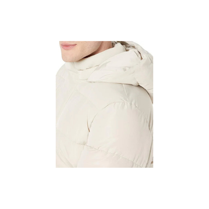 Jaqueta masculina com capuz e capuz Ivory – Casaco grosso com bolhas 100% poliéster