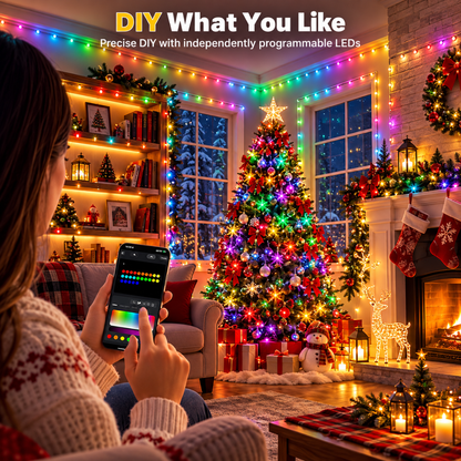 Ollny Smart Christmas Lights 131FT 400LED RGBW App Remote Music Sync Outdoor String Lights