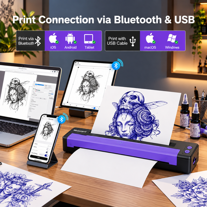 Meiyunprt Tattoo Stencil Printer Bluetooth Wireless Thermal Tattoo Printer
