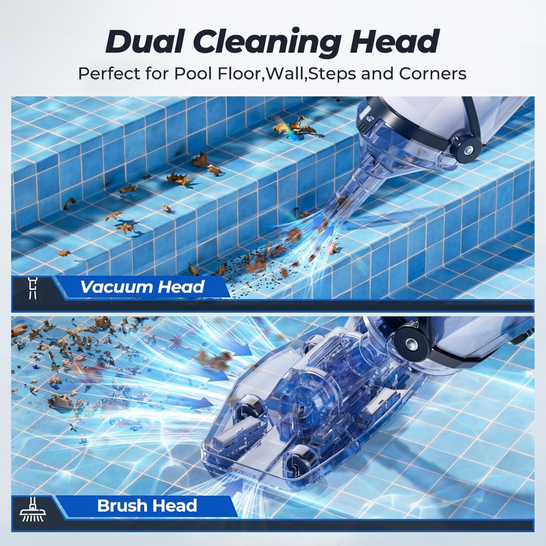 JESIMAIK 18.5 GPM Cordless Pool Vacuum with Telescopic Pole and Dual Head