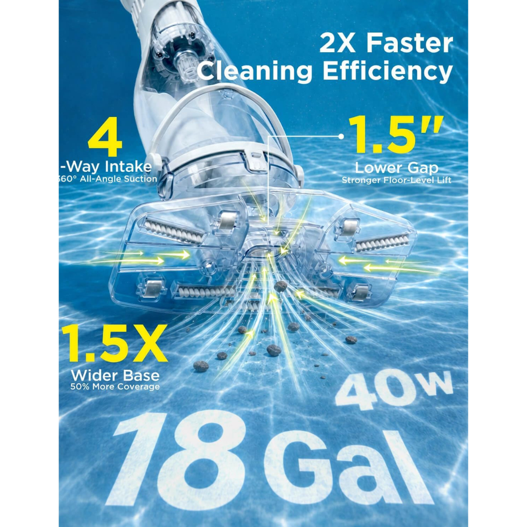 InoKraft K1.5 Pro Cordless Pool Vacuum – Blue, 18.5 GPM, 59-Inch Pole