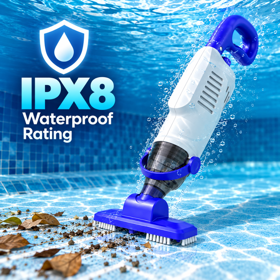 Aspirador de piscina portátil sem fio Nichro – Sucção de 60 W, à prova d'água IPX8