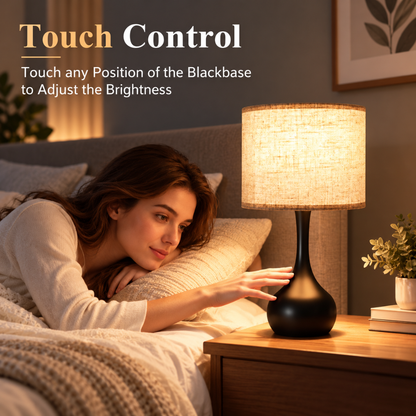 ONEWISH 17.32 Touch Bedside Table Lamp 3-Way Dimmable LED Bulb Included