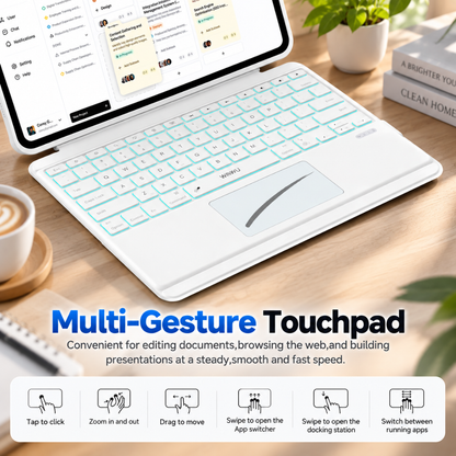 WIWU iPad Pro 13-inch M4/M5 Keyboard Case – Detachable Backlit Bluetooth Keyboard, White