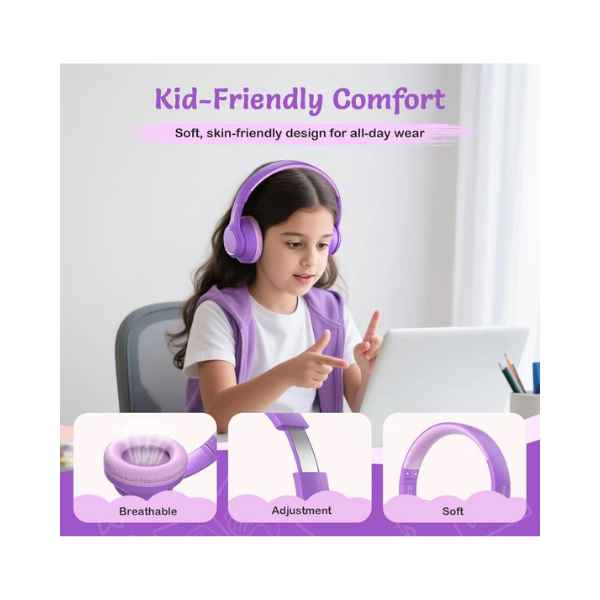 TONOSHARK Kids Bluetooth Headphones ANC 40H Wireless Over-Ear Purple