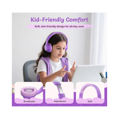 TONOSHARK Kids Bluetooth Headphones ANC 40H Wireless Over-Ear Purple