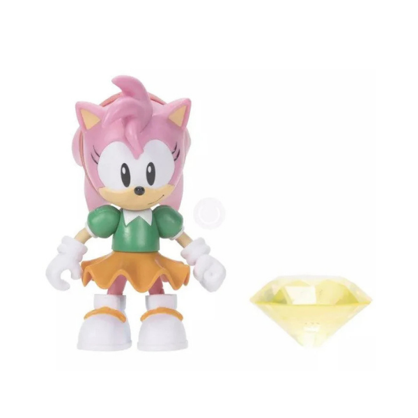 Sonic The Hedgehog Classic Amy 4" Action Figure with Yellow Chaos Emerald