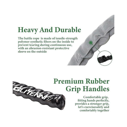 Glitenniy 1.5-inch Battle Ropes – 30ft Workout Rope, Exercise for Home Gym