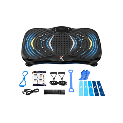 XSMITE Vibration Plate Exercise Machine - 220 Speeds + 21-Piece Accessory Set