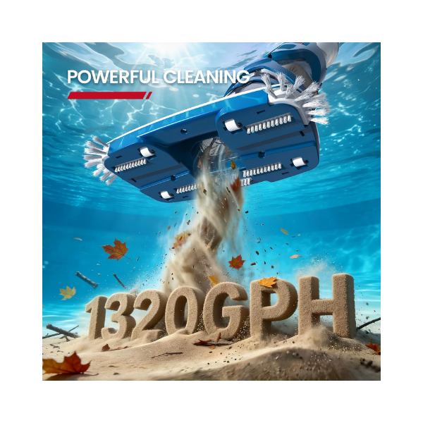 ENHULK PC20 Cordless Pool Vacuum 22 GPM Dual Mode Handheld 5000 L/H Pool Cleaner with 8.2FT Telescopic Pole, 4 Filter Units & 1-Hour Runtime