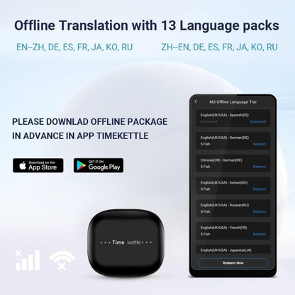 Timekettle M3 Translator Earbuds, Real-Time Voice Translation, Black