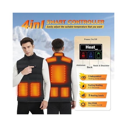 CaiQiXuan Heated Vest – 8-Zone Warmth with 10000mAh Battery, Down & Feather