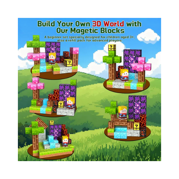 OUGUI 60-Piece Magnetic Blocks Toy Set for Kids Ages 4-8 STEM Learning Fun