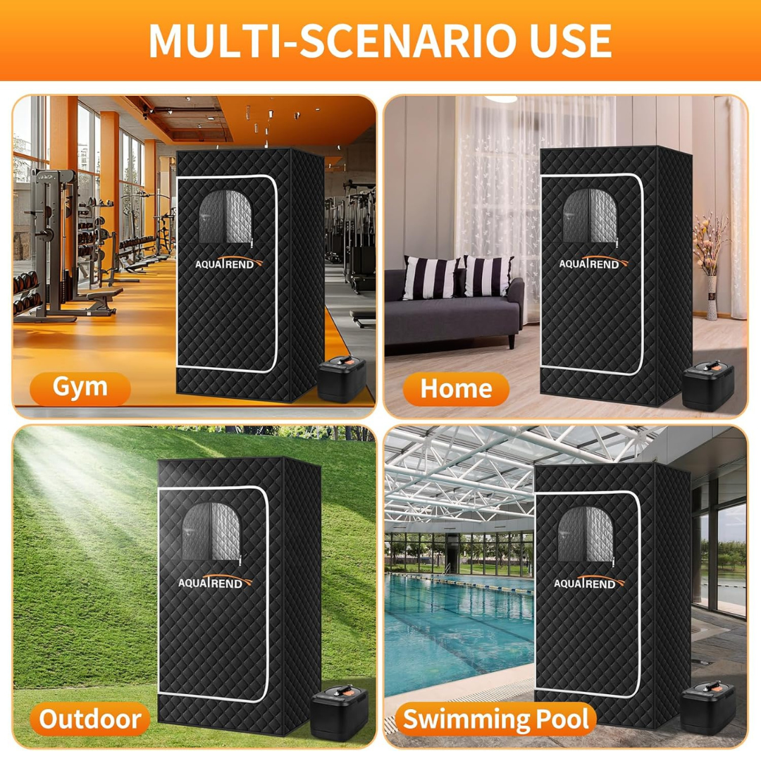 Aquairend Portable Steam Sauna Box 1200W with 3L Steamer & Remote