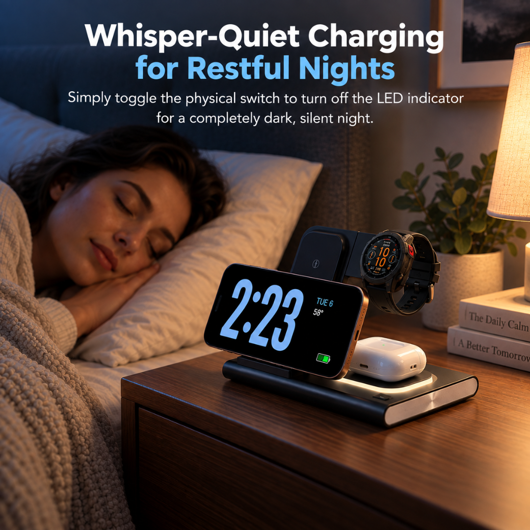 Aresh 3-in-1 Wireless Charging Station for Garmin Watches, Phone & Earbuds