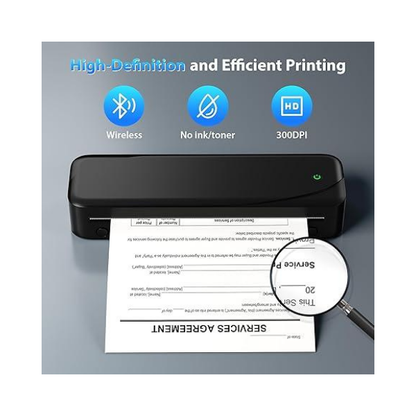 Impressora térmica portátil Bluetooth NelkoGlobal – 8,5'' x 11'' sem tinta, 300 DPI