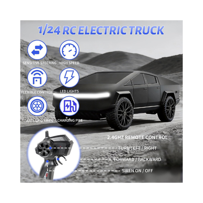 1/24 Scale RC Pickup Truck, 2.4GHz Remote Control Car with Toy EV Charger, Built-in Rechargeable Battery