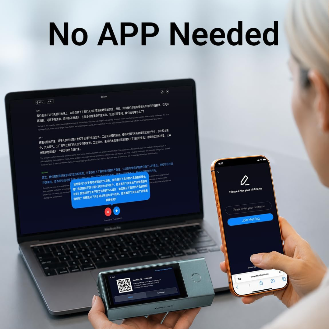 Timekettle X1 Meeting AI Translation Voice Recorder 52 Languages Subscription-Free