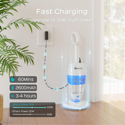 WINNY HJ30 Cordless Handheld Pool Vacuum with Telescopic Pole – Blue
