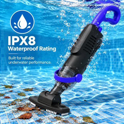 Aspirador de piscina sem fio Nichro – sucção potente de 60 W, à prova d'água IPX8