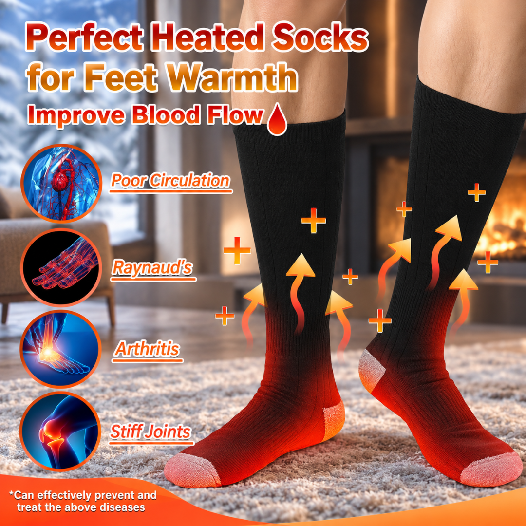 Gilyooheat Rechargeable Heated Socks for Men & Women – 4000mAh, Black