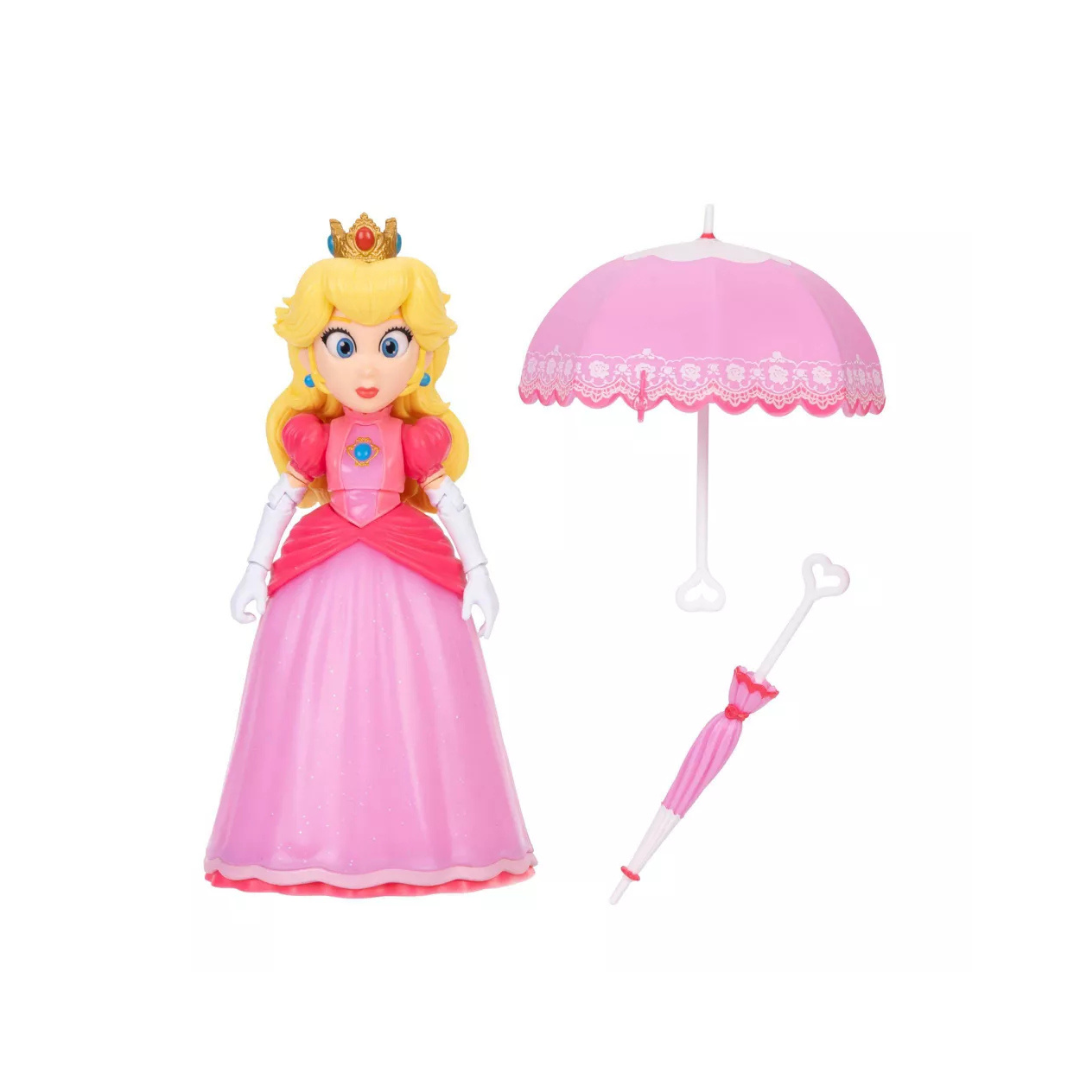 Super Mario Galaxy Movie Princess Peach 5-Inch Figure with Two Parasols