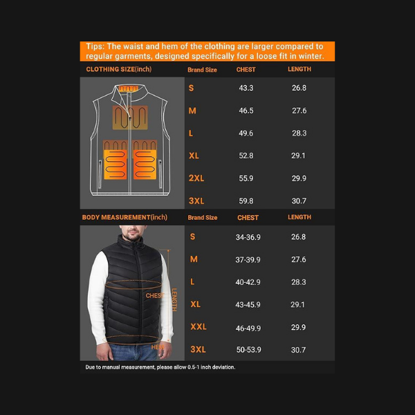 SOLJIKYE Men's Heated Vest – 6 Zones, Adjustable Heat for Outdoor Use