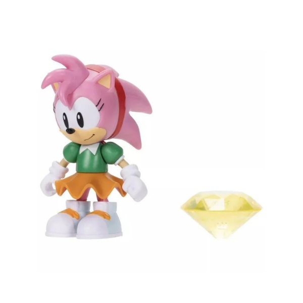Sonic The Hedgehog Classic Amy 4" Action Figure with Yellow Chaos Emerald