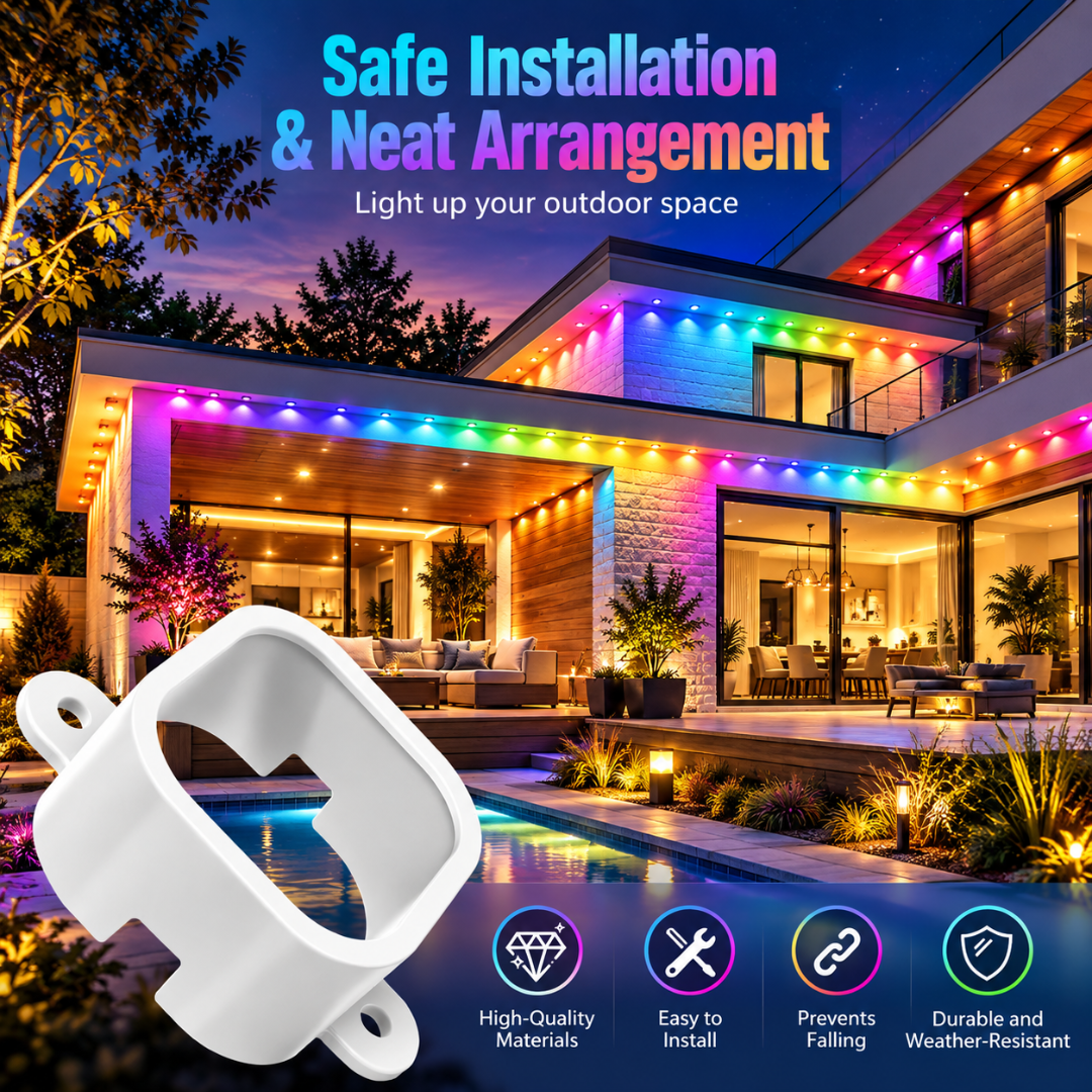 60PCS Permanent Outdoor Light Clips for H706 100FT Permanent Lights with Screws White
